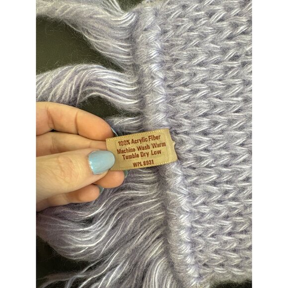 Aris Knits Thermal Puff Lavender Acrylic Scarf With Tassels - Picture 12 of 12